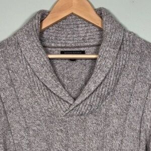 Banana Republic Shawl Collar Pullover Knit Sweater-Brown/White-Men Large